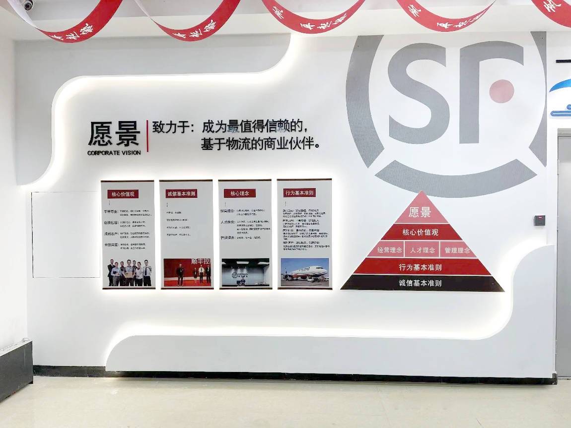 顺丰速递企业文化墙展示设计制作(图1)