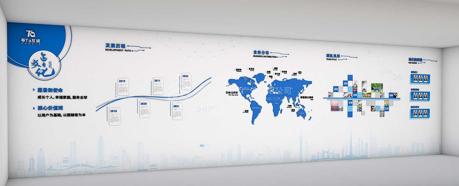 深圳宝安前海Hop弗拉拉科技公司文化墙创意设计上墙效果图(图3)