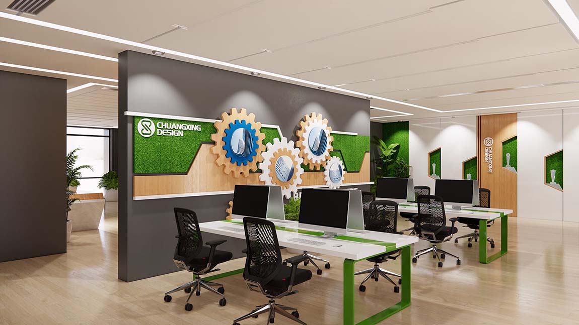 绿植装饰绿色企业文化墙定制模板(图4)