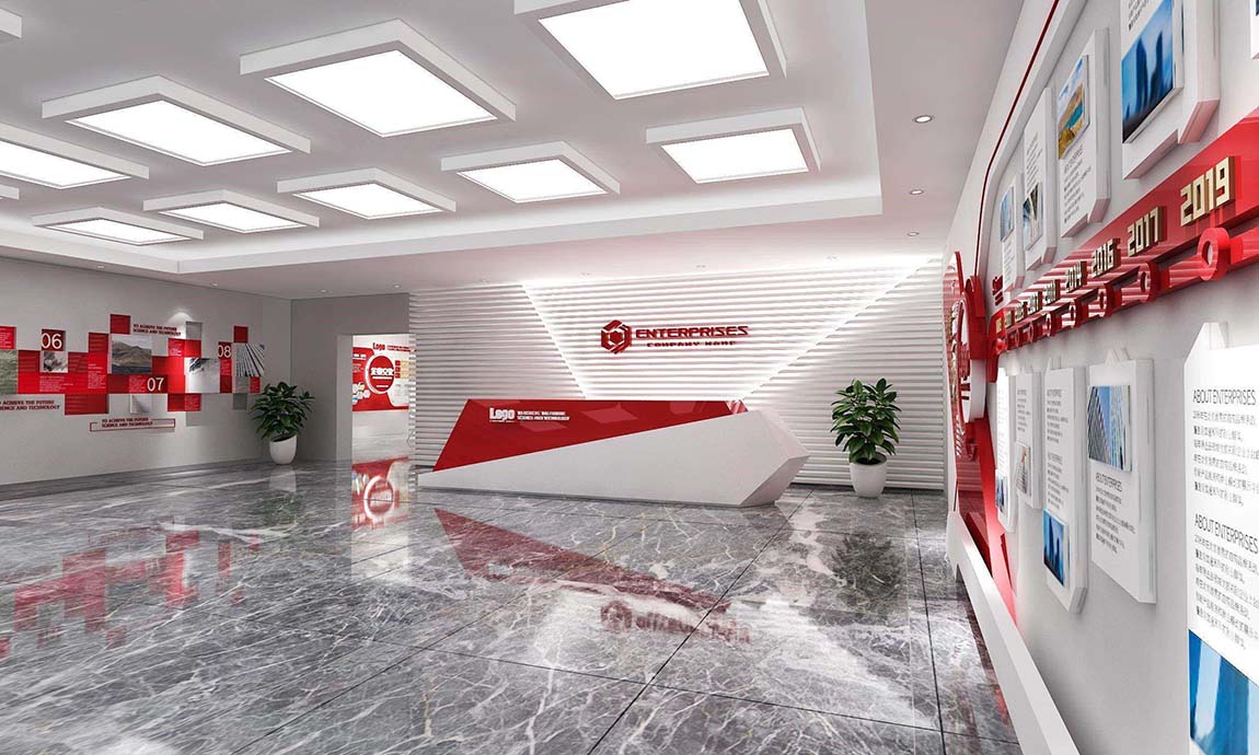 模板定制红色企业文化墙发展历程展厅公司办公室装饰(图1)