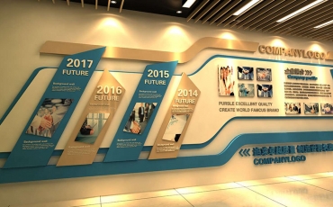 厚重风公司企业发展历程文化墙模板