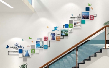 简约时尚企业楼道楼梯文化墙框设计