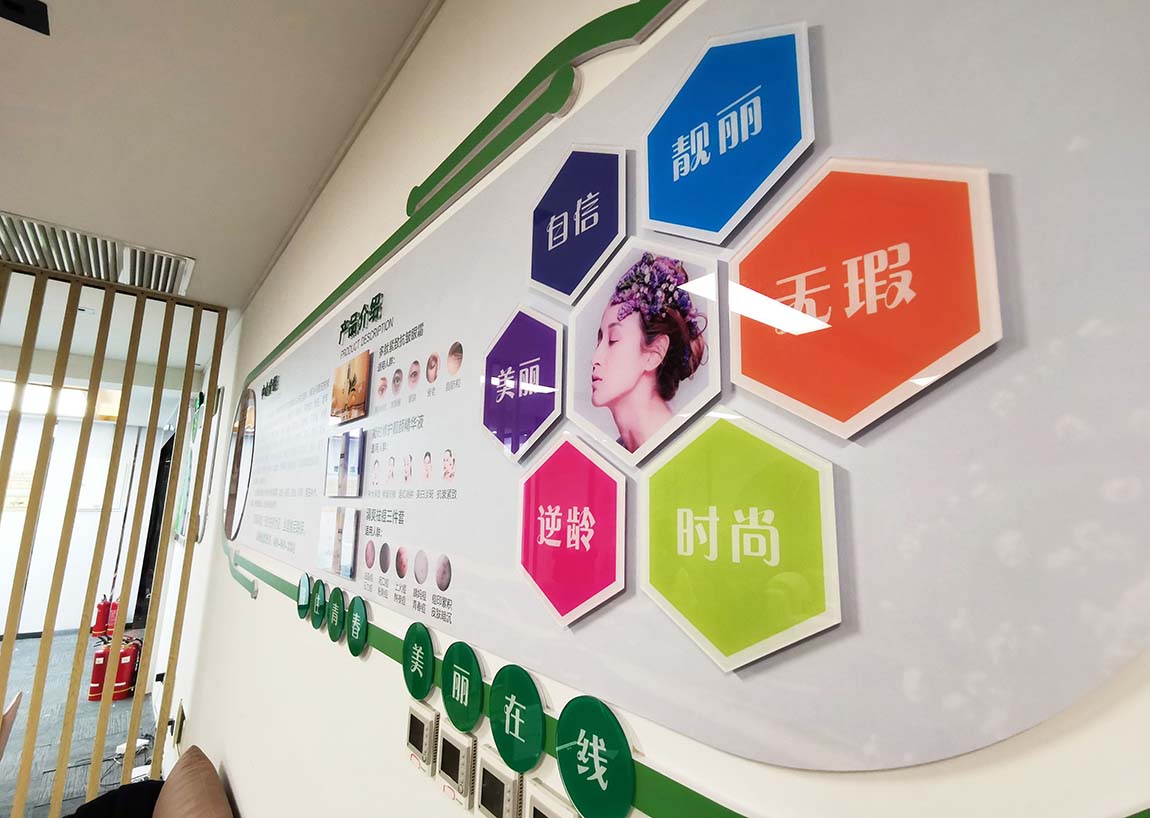 姬梵尚美生物科技公司办公室文化墙制作落地(图1)